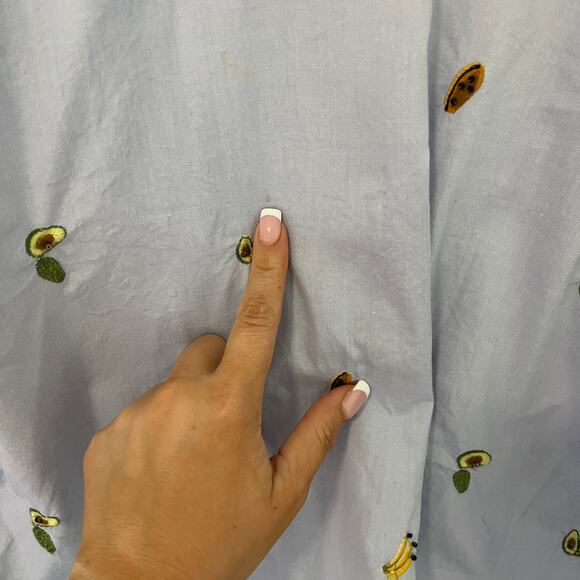 Zara Fruit Embroidered Cutout Back Long Sleeve Top Size Medium - Picture 5 of 7